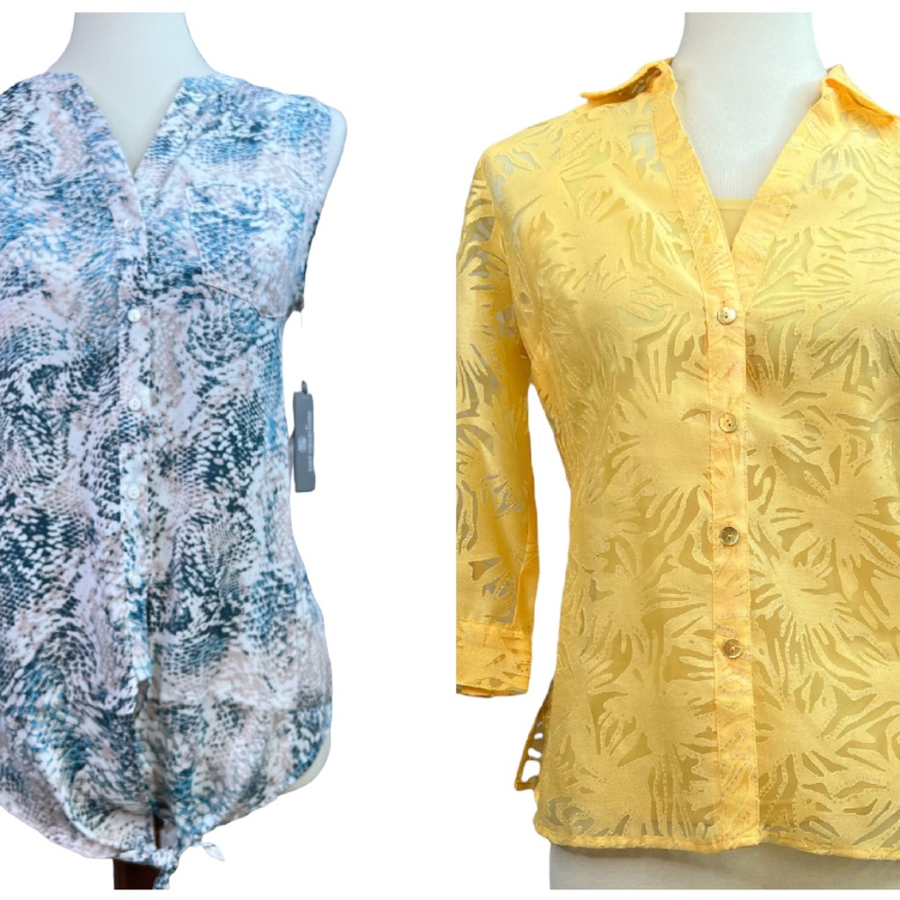 2 NWT Summer Button Down Tops Small